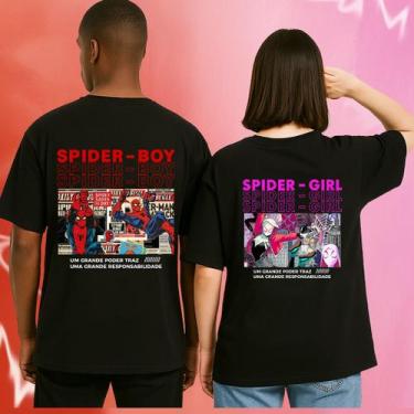 Imagem de Kit 2 Camiseta Namorado Homem Aranha Estampada Algodão Macia Casal Bás