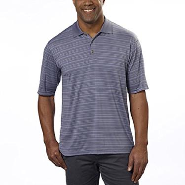 Imagem de Kirkland Camisa polo masculina exclusiva de desempenho com absorção de umidade Active Golf Polo, Grey W/ Blue Pinstripe, XX-Large
