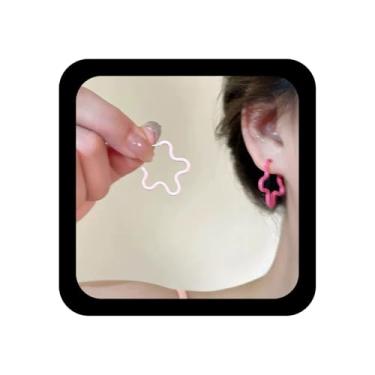 Imagem de Xduargs Brincos de argola de estrela Boho com pingente de estrela vintage fofo brinco de flor doce para mulheres (azul), Zinco, Sem pedra preciosa