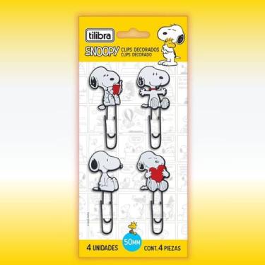 Imagem de Clips Decorados Snoopy 50mm 4 Unidades Para Papel Fofo - Tilibra