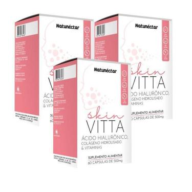 Imagem de Kit Skin Vitta Ácido Hialurônico Natunectar 500mg - 3 unid (180 cápsulas)-Unissex