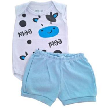 Imagem de Conjunto Infantil Body Regata de Vaquinha e Short Bebê Menino Menina 2