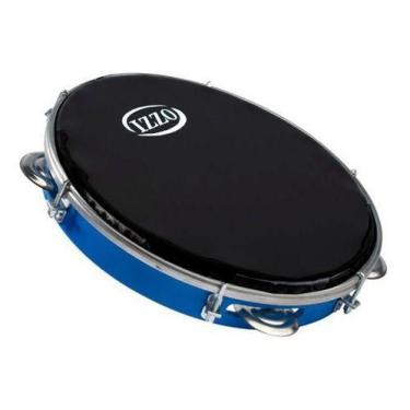 Imagem de Pandeiro 10 Polegadas Izzo Corpo Azul Pele Leitosa Preta Abs