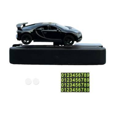 Imagem de JunZheHub Ornamento de Centro de Brinquedo Modelo de Carro 1/64 com Placa de Estacionamento, Presente de Instalação Simples para Amantes de Carros, Preto, Tamanho real