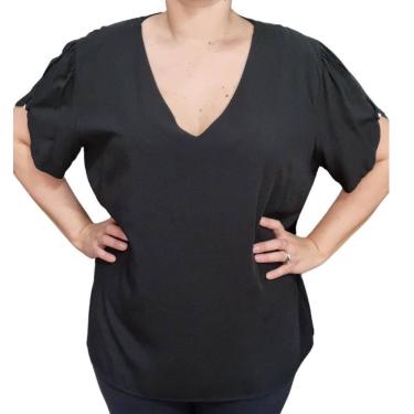 Imagem de Blusa Feminina Manga Aberta Botão Plus Size
