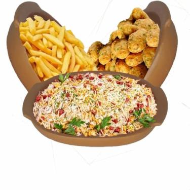 Imagem de Kit 3 Travessas de Cerâmica Oval, 21 x 14 x 5 cm, Ideal para Feijoada