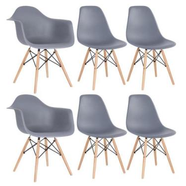 Imagem de Conjunto 2 x cadeiras Eames DAW com braços + 4 cadeiras Eiffel DSW - L