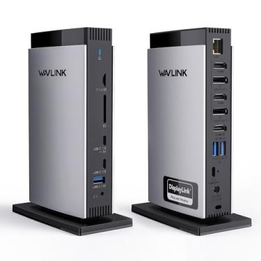 Imagem de WAVLINK Estação de ancoragem DisplayLink com 3 monitores com adaptador de energia 130WPD, base USB C para laptop M1/M2/M3/M4/Mac e Windows, Thunderbolt 4/3