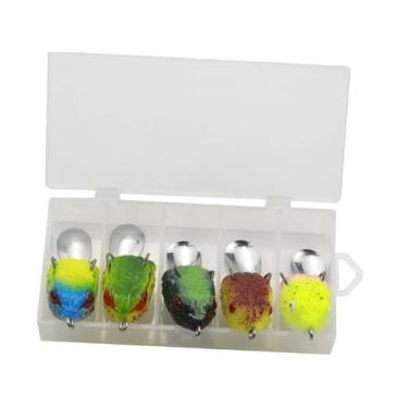 Imagem de rockible 5 peças iscas de pesca de sapo iscas de pesca macias swimbaits caixa de de sapo kit caixa de equipamentos para bagre poleiro walleye crappie