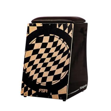 Imagem de Cajon FSA Instrumento de Percussão Profissional Feito à Mão - Graves Profundos, Som de Caixa Nítido, Madeira Brasileira, Design Ergonômico de Inclinação FC6664 RACING