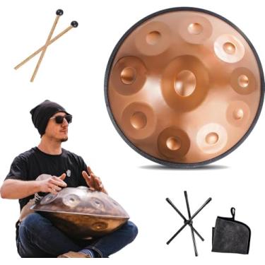 Imagem de Tambor De Língua De Aço De 22 Polegadas, Tambor De Percussão Handpan De 9/10/12 Notas Para Iniciantes E Profissionais, Instrumento De Mão De Cura Sonora Zen Presentes