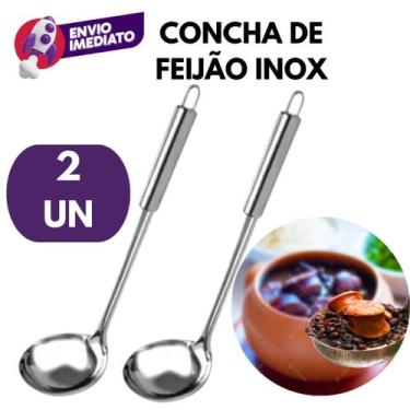 Imagem de Kit Concha Grande Aço Inox Servir Feijão Caldo Sopa Cremes Molho Utens