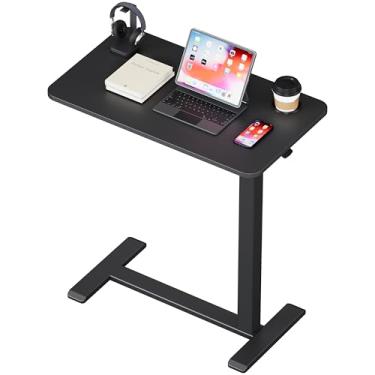 Imagem de BIZUM Mesa de cabeceira ajustável com rodas ocultas giratórias pneumáticas, mesa móvel com suporte de copo para casa de hospital (70 x 40 cm preto)