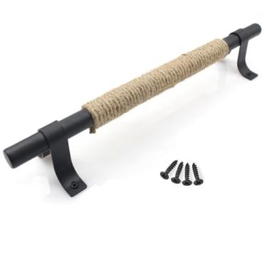 Imagem de Maçaneta de porta de celeiro simples, maçaneta rústica para porta de correr, ferragem, aço carbono preto, puxador de por
