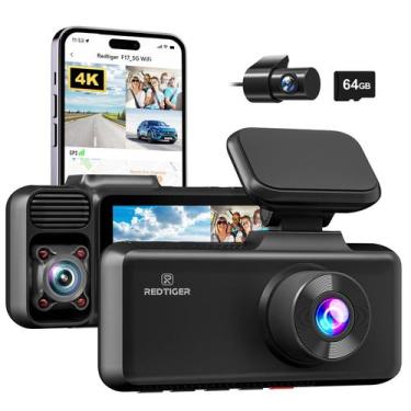 Imagem de Dash Cam REDTIGER F17 4K 3 canais 5G WiFi GPS com cartão de 64 GB