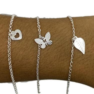 Imagem de Kit 3 Tornozeleiras Feminina Folheadas Prata 925 Legítima - Papillon S