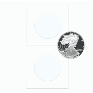 Imagem de BCW 2,5 x 2,5 moedas para águias de prata – pacote com 100 | Porta-moedas grandes 2x2 com janela de arquivo | Até 40,8 mm | Capas protetoras para moedas e porta-moedas