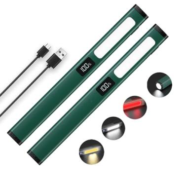 Imagem de Caneta recarregável pequena lanterna com luz de trabalho COB, lanterna de LED portátil de bolso lanternas brilhantes para casa, carro, emergências, com carregamento USB-C, 6 modos, visor LCD (verde 2