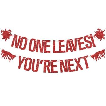 Imagem de No One Leaves You're Next Banner, Halloween Horror Movies Night Party Decor, Have a Killer Scream Party Decor, Halloween Bloody Slayer Murder theme Spooky Creepy Event