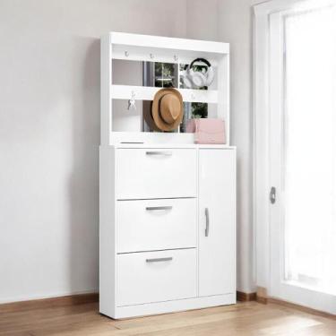 Imagem de Sapateira com Espelheira Porta-Objetos Randi Branca - Mobiliar Home Sh