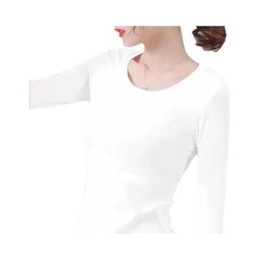 Imagem de Camisola Térmica Feminina De Inverno Com Gola Alta E Manga Longa, Pulô