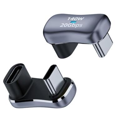 Imagem de WLGQ Adaptador USB 3.2 tipo C para USB-C, design discreto em forma de U, transferência de dados de alta velocidade de 20 Gbps 140W PD, carregamento rápido, conector USB-C compacto fêmea para macho