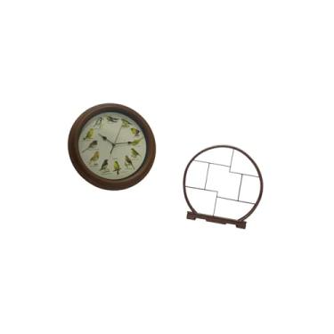 Imagem de IEUDNS Relógio de Parede com Pássaro Canoro, Suporte de Madeira, Elegante E Resistente, Redondo, Despertador com Canto de Pássaro para Decoração de Casa, Org