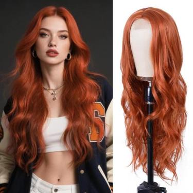 Imagem de Peruca Aida ble Long Ginger Wavy 66 cm para cabelos sintéticos feminin