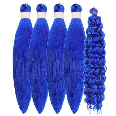 Imagem de Braiding Hair Gozill Blue, pré-esticado, encaracolado, 16 polegadas, 4