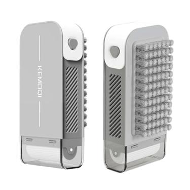 Imagem de Caixa Sabão com Escova, Caixa Sabão com Espuma Rolo, Orifício Drenagem com Listras Inclinadas Antideslizantes, Caixa Sabão Escova Limpa, para Cozinha, Banheiro, Roupas, Piso, Sapatos (Cinzento)