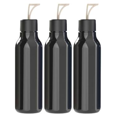 Imagem de Kit 3 Garrafinhas De Água Infantil Squeeze 700ml BPA Free Escritório Academia Escola Resistente (Preto)