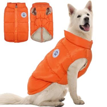 Imagem de Kuoser Colete acolchoado para cães, jaqueta à prova de vento, GG para cães quentes, casacos de clima frio para cães grandes, roupas leves de inverno para cães, traje de neve para ambientes internos e