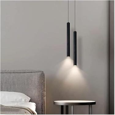Imagem de Lustre Moderno Cilíndrico Longo Tubo Lustre Moderno Minimalista Pequeno Pingente Luz Nórdica Mini Ajustável Teto Suspensão Luminária Para Quarto Sala De Estar De Cabeceira, White Light -6000k, Double