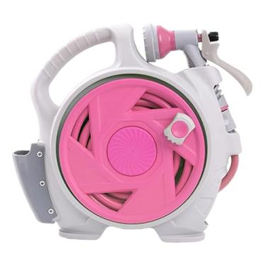 Imagem de Ｂｅｓｇａ Conjunto de carretel de mangueira de jardim, carrinho de água, conjunto prático de mini carretel de mangueira para economia de espaço, mangueiras de, Rosa