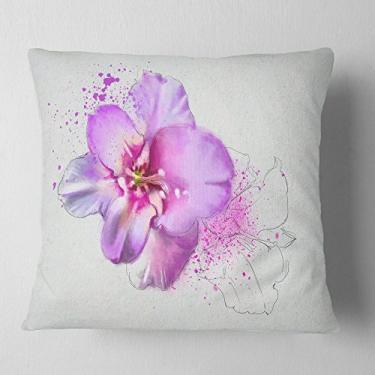 Imagem de Designart Blooming Pink Fowler manta floral para sala de estar, sofá, almofada de alta qualidade + capa de almofada impressa em ambos os lados 45,72 x 45,72 cm