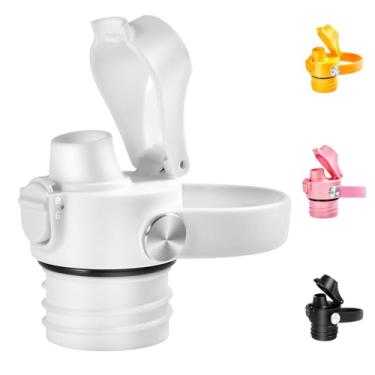 Imagem de EIPOSAU Tampa flip automática para garrafa Hydro Flask de boca padrão, tampa de bico para garrafa de boca estreita HydroFlask, tampa de substituição com trava de botão, branca