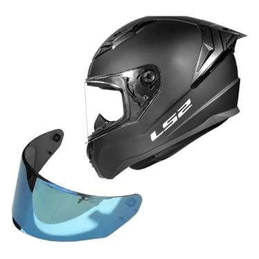 Imagem de Kit Capacete Moto Ls2 FF810 Vigo Preto Fosco + Viseira Azul (62)