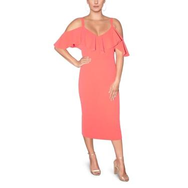 Imagem de RACHEL Rachel Roy Vestido feminino Marcella elegante tomara que caia colado ao corpo midi para festa, goiaba, PP