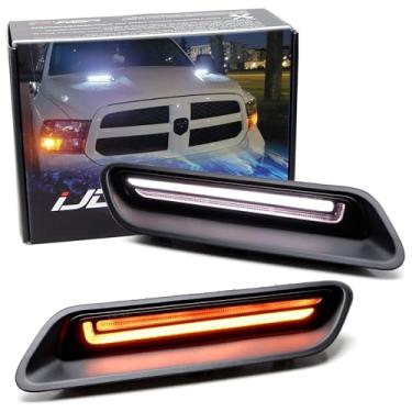 Imagem de iJDMTOY Kit de luz de corrida diurna LED para substituição de concha lateral branco/âmbar compatível com RAM 1500 esportivo 2010-2018, LED branco DRL, sequencial LED âmbar piscando sequencial