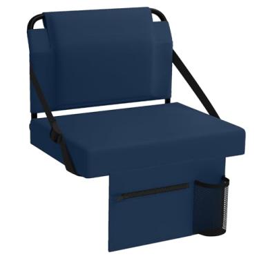 Imagem de janiry Assento de estádio para arquibancadas com suporte para as costas, cadeiras portáteis com encosto e almofada, azul-marinho