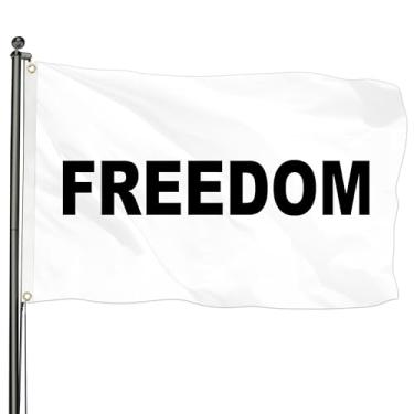 Imagem de Bandeira Charlie Kirk Freedom 9,5 x 1,5 m, branca, com 2 ilhós de latão, para decoração de cerca de varanda e pátio de jardim