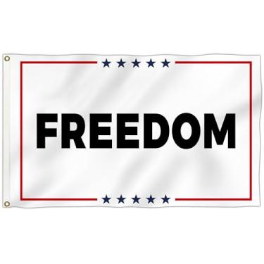 Imagem de Bandeira Charlie Kirk Freedom de 9,5 x 1,8 m, com 2 argolas de latão, para decoração de cerca de varanda e pátio de jardim