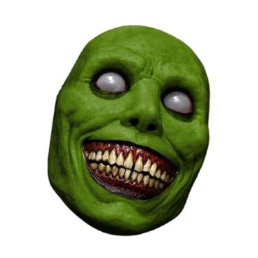 Imagem de HPONEZJ Halloween Smiling Demon Mask Creepy Exorcist Horror Mask White Eyed Evil Devil Mask Realistic Scary Halloween Mask, Green