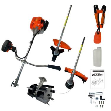 Imagem de Roçadeira a Gasolina Carbon Fak FAK520RB, 52cc, 2,5HP, Bipartida, com Cinto Duplo e Enxada Rotativa