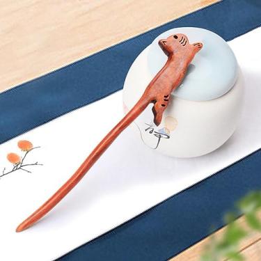 Imagem de Palitos de cabelo de madeira presilhas de cabelo de sândalo vermelho clipes de coelho estilo vintage acessórios para mulheres coque