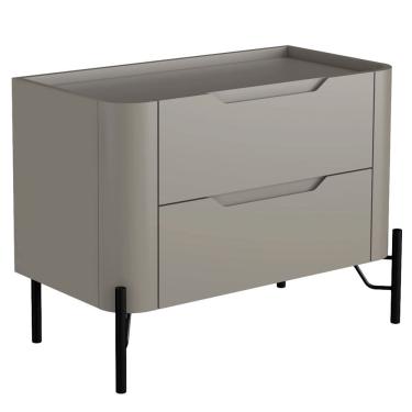 Imagem de Mesa De Cabeceira Orgânica 2 Gavetas Pés Industrial Preto Bliss I03 Grigio - Lyam Decor
