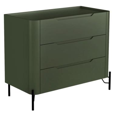 Imagem de Cômoda Para Quarto Closet Orgânica 3 Gavetas Pés Industrial Preto Bliss I03 Musgo - Lyam Decor