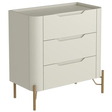 Imagem de Mesa De Cabeceira Orgânica 3 Gavetas Pés Industrial Dourado Bliss I03 Luna - Lyam Decor