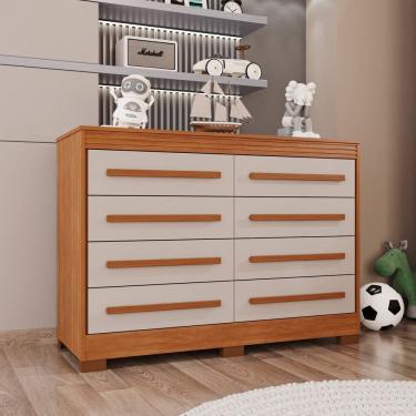 Imagem de Cômoda Infantil 8 Gavetas Alice Espresso Móveis Cinamomo / Off White
