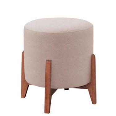 Imagem de Puff Thor Luxo Madeira Maciça Tecido Veludo Bege